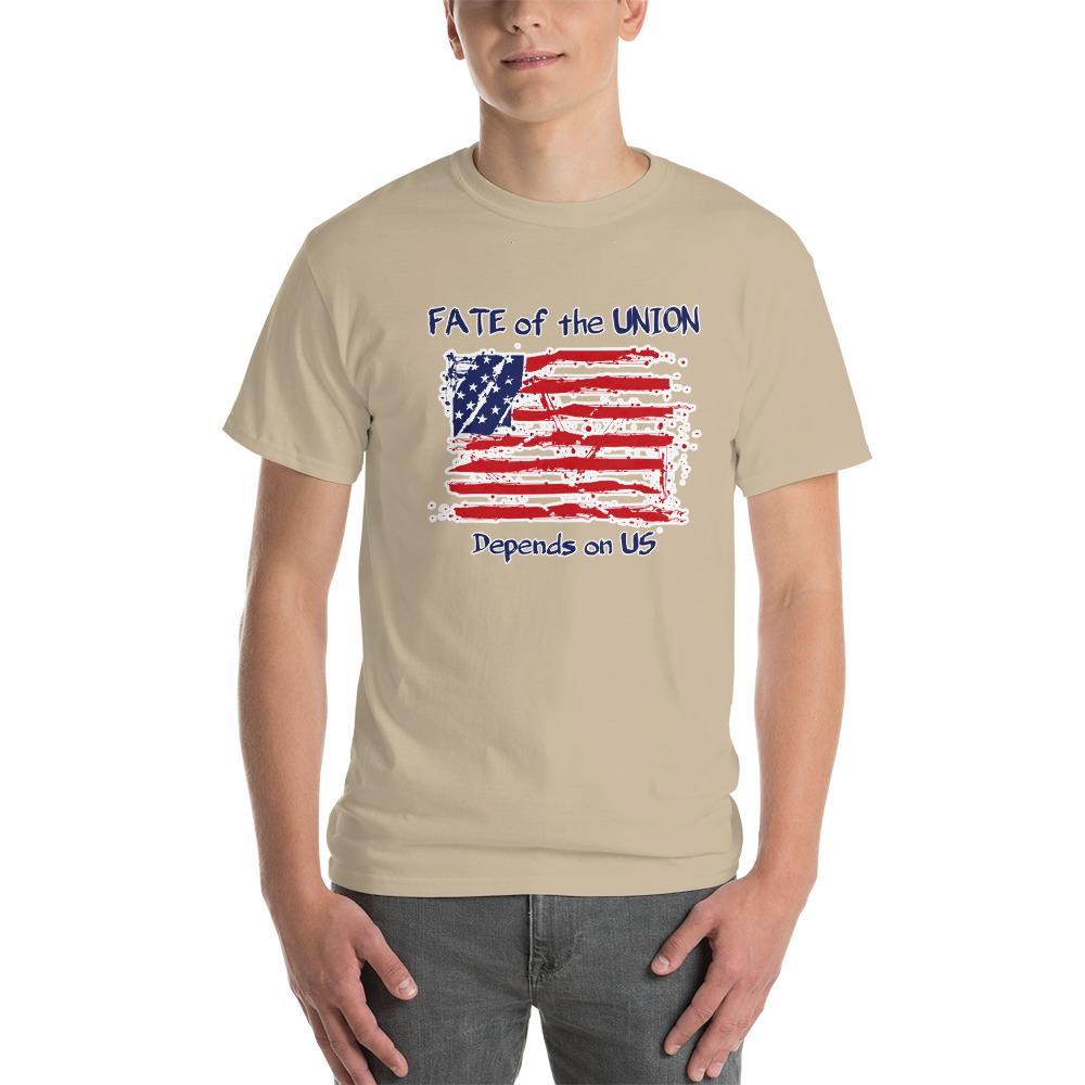 Fate of the Union Depends on US Patriot Patriotic Flag T-Shirt-Sand-S-Awkward T-Shirts