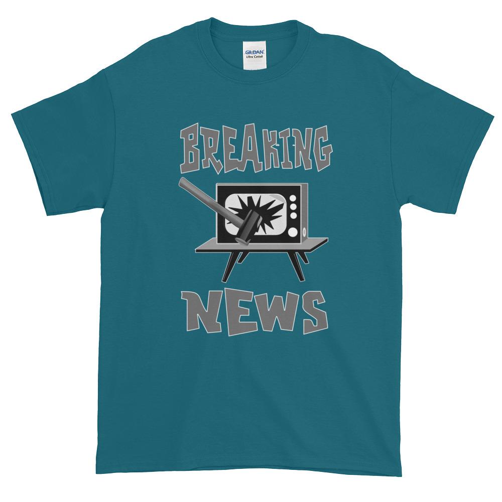 Breaking News TV Sledgehammer T-Shirt-Galapagos Blue-S-Awkward T-Shirts