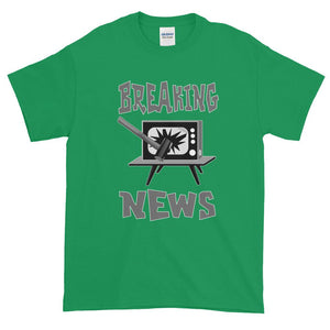 Breaking News TV Sledgehammer T-Shirt-Irish Green-S-Awkward T-Shirts