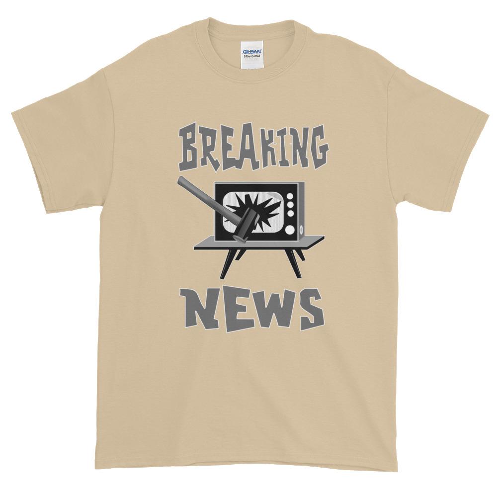 Breaking News TV Sledgehammer T-Shirt-Sand-S-Awkward T-Shirts