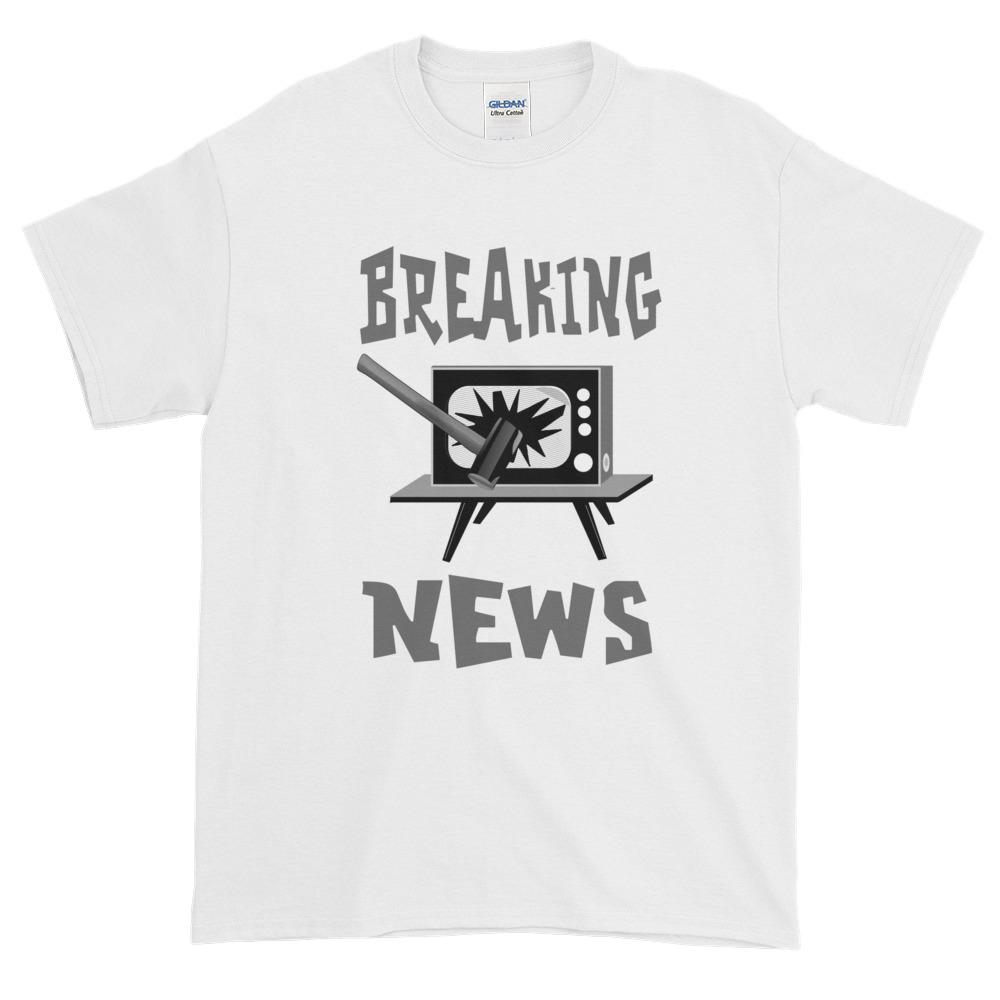 Breaking News TV Sledgehammer T-Shirt-White-S-Awkward T-Shirts
