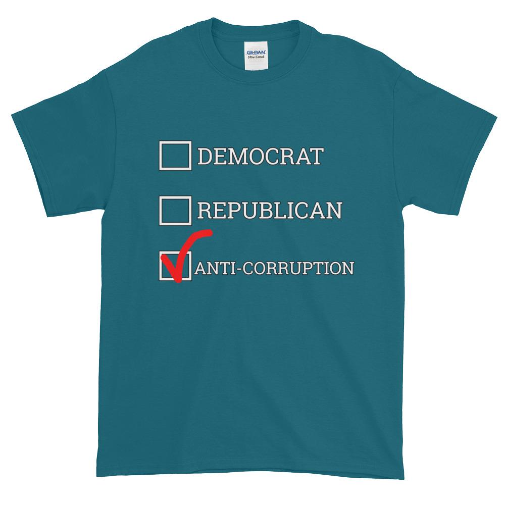 Democrat Republican or Anti-Corruption Funny Political T-Shirt-Galapagos Blue-S-Awkward T-Shirts