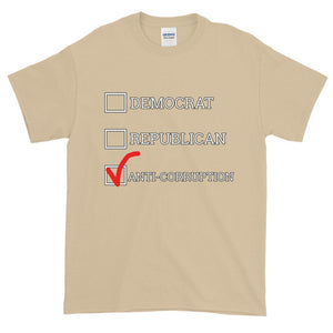 Democrat Republican or Anti-Corruption Funny Political T-Shirt-Sand-S-Awkward T-Shirts