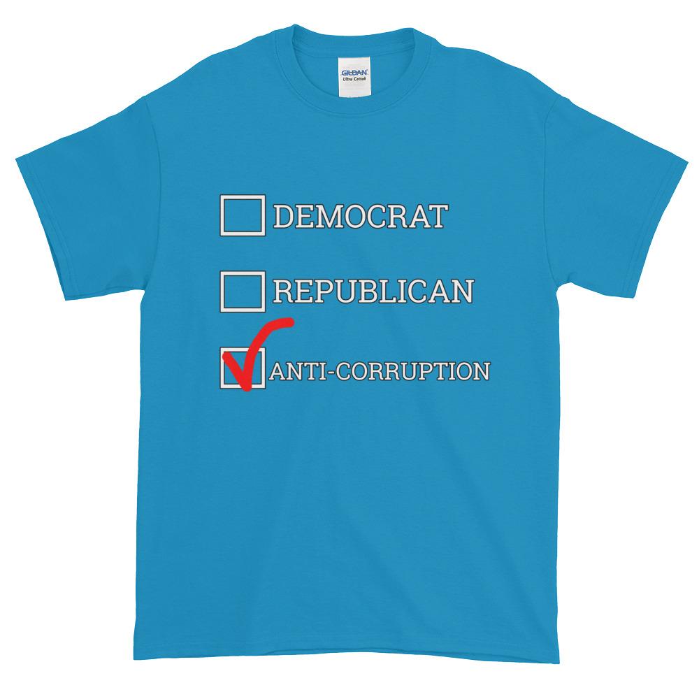 Democrat Republican or Anti-Corruption Funny Political T-Shirt-Sapphire-S-Awkward T-Shirts