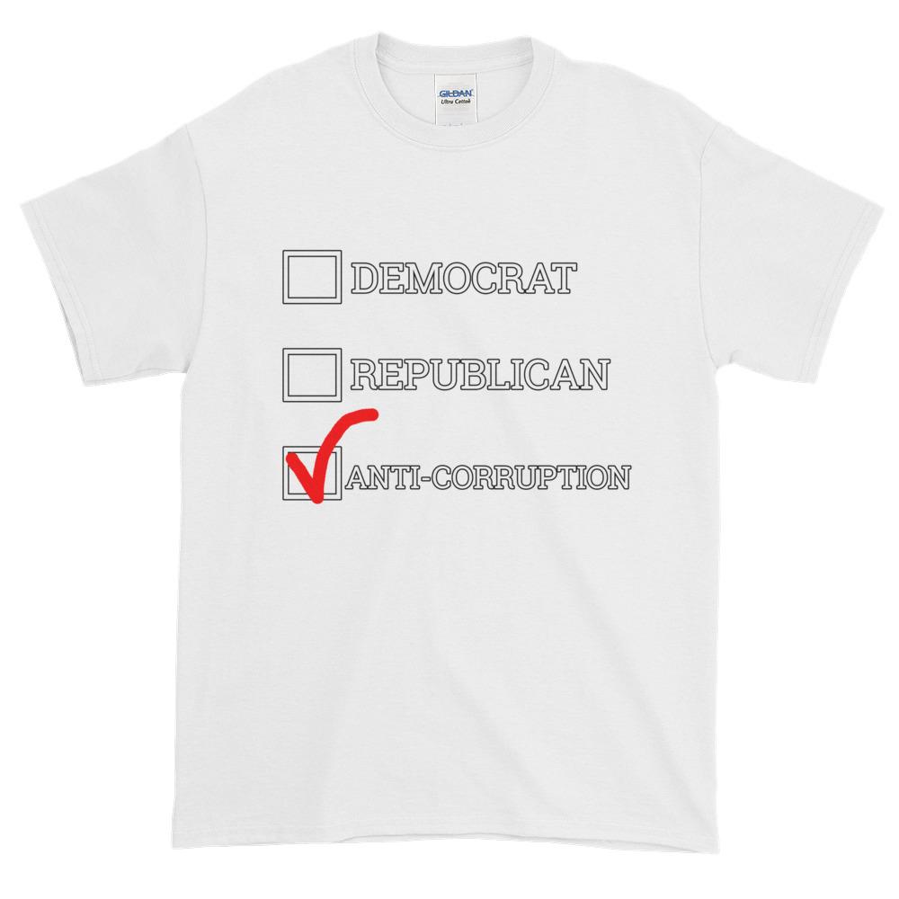 Democrat Republican or Anti-Corruption Funny Political T-Shirt-White-S-Awkward T-Shirts