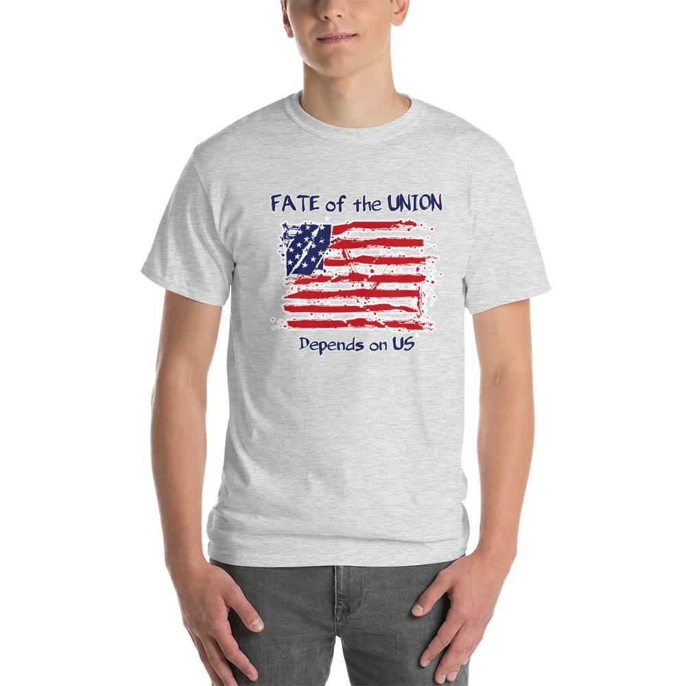 Fate of the Union Depends on US Patriot Patriotic Flag T-Shirt-Ash-S-Awkward T-Shirts