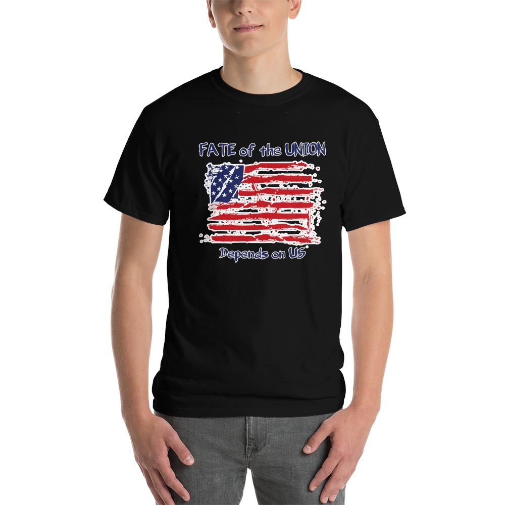 Fate of the Union Depends on US Patriot Patriotic Flag T-Shirt-Black-S-Awkward T-Shirts