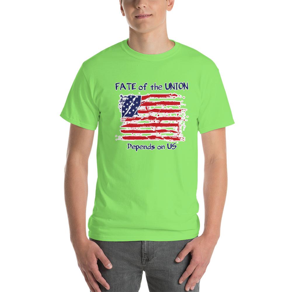 Fate of the Union Depends on US Patriot Patriotic Flag T-Shirt-Lime-S-Awkward T-Shirts