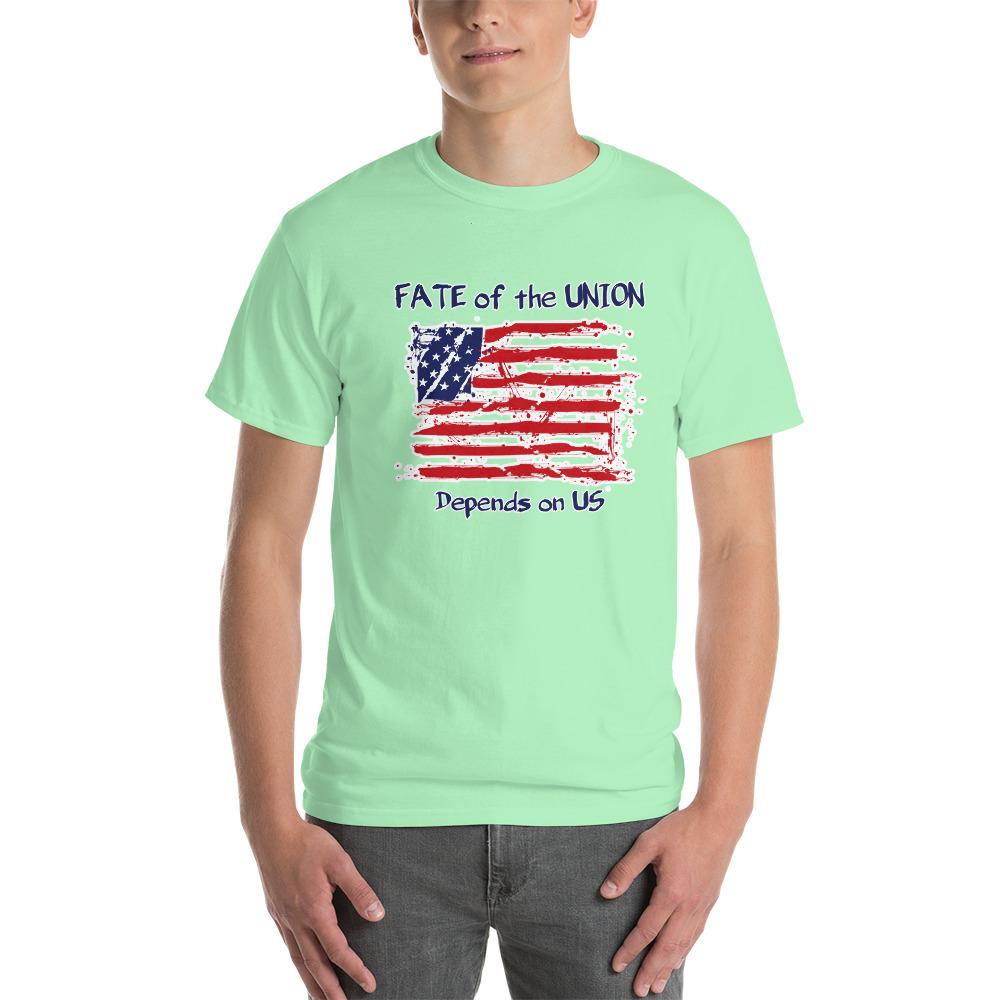 Fate of the Union Depends on US Patriot Patriotic Flag T-Shirt-Mint Green-S-Awkward T-Shirts