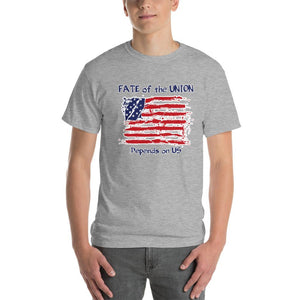 Fate of the Union Depends on US Patriot Patriotic Flag T-Shirt-Sport Grey-S-Awkward T-Shirts
