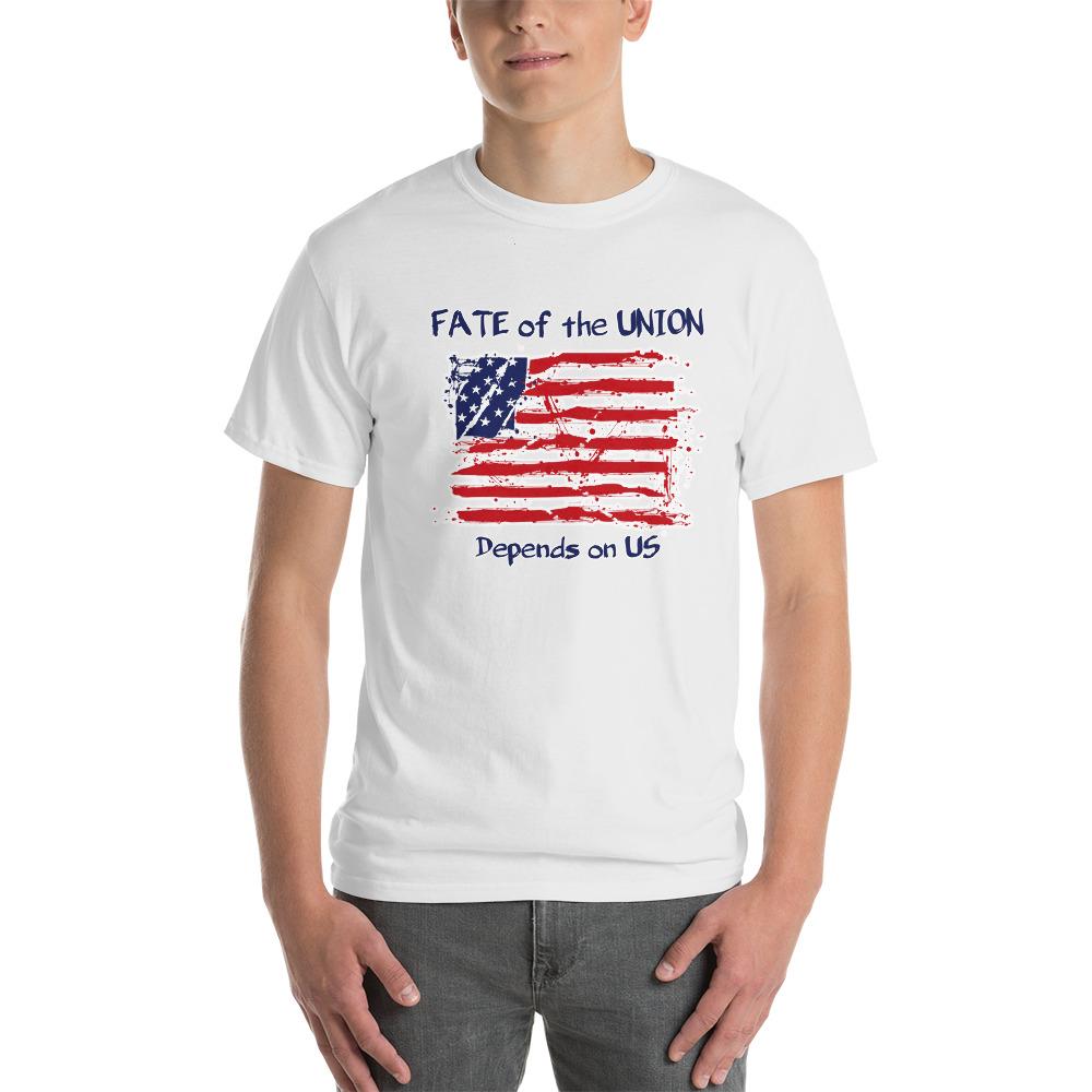 Fate of the Union Depends on US Patriot Patriotic Flag T-Shirt-White-S-Awkward T-Shirts