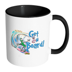 Get on Board Lizard Surfing Funny Coffee Mug - Awkward T-Shirts
