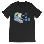 Get On Board Surfing T-shirt-Black-S-Awkward T-Shirts