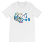 Get On Board Surfing T-shirt-White-S-Awkward T-Shirts
