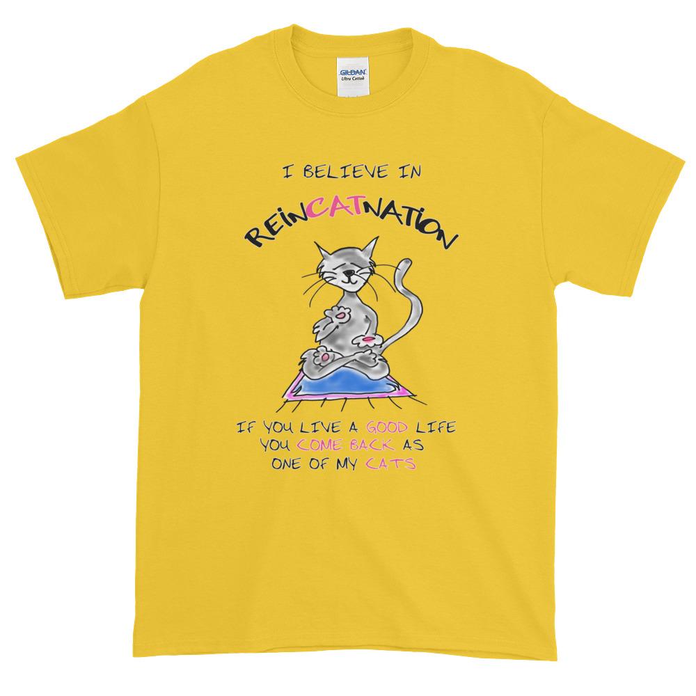I Believe in ReinCATnation Funny Cat T-Shirt-Daisy-S-Awkward T-Shirts