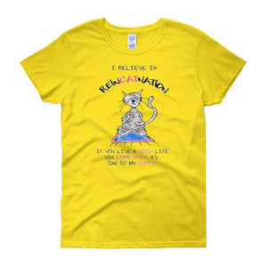 I Believe in ReinCATnation Women's T-shirt-Daisy-S-Awkward T-Shirts