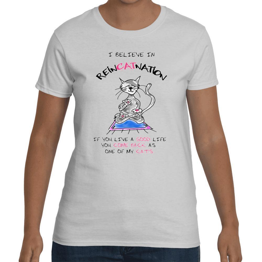 I Believe in ReinCATnation Women's T-shirt-Awkward T-Shirts