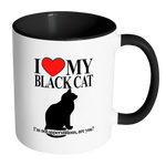 I Love My Black Cat I'm Not Superstitious Coffee Mug - Awkward T-Shirts