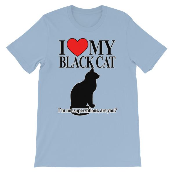 I Love My Black Cat T-shirt-Light Blue-S-Awkward T-Shirts
