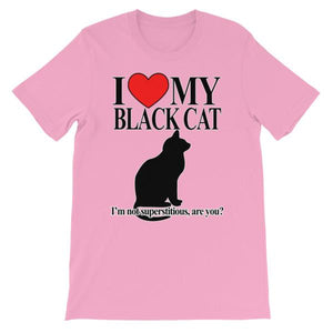 I Love My Black Cat T-shirt-Pink-S-Awkward T-Shirts