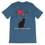I Love My Black Cat T-shirt-Steel Blue-S-Awkward T-Shirts