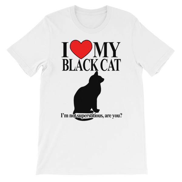 I Love My Black Cat T-shirt-White-S-Awkward T-Shirts