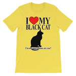 I Love My Black Cat T-shirt-Yellow-S-Awkward T-Shirts