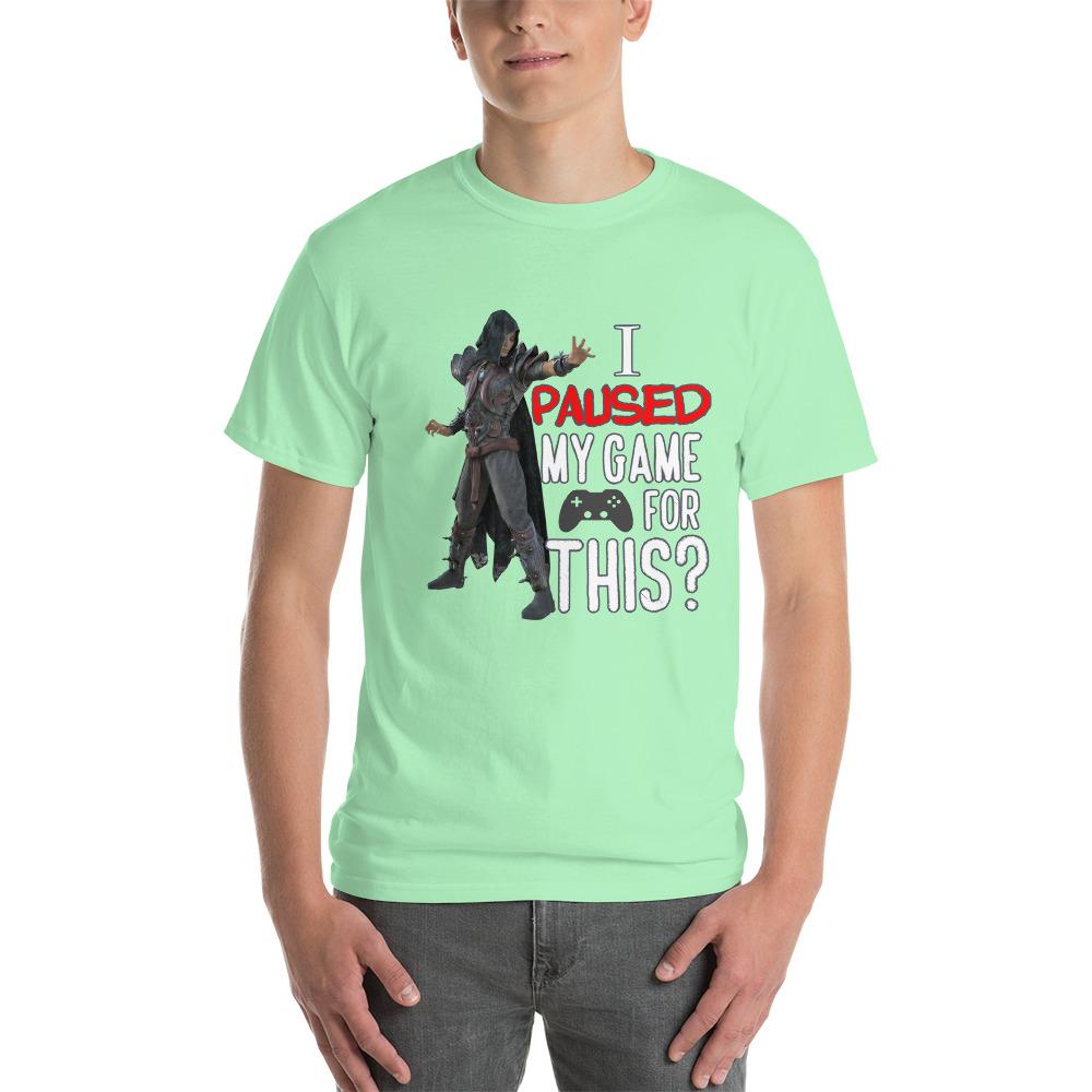 I Paused My Game for This Sarcastic Gamer T-Shirt-Mint Green-S-Awkward T-Shirts