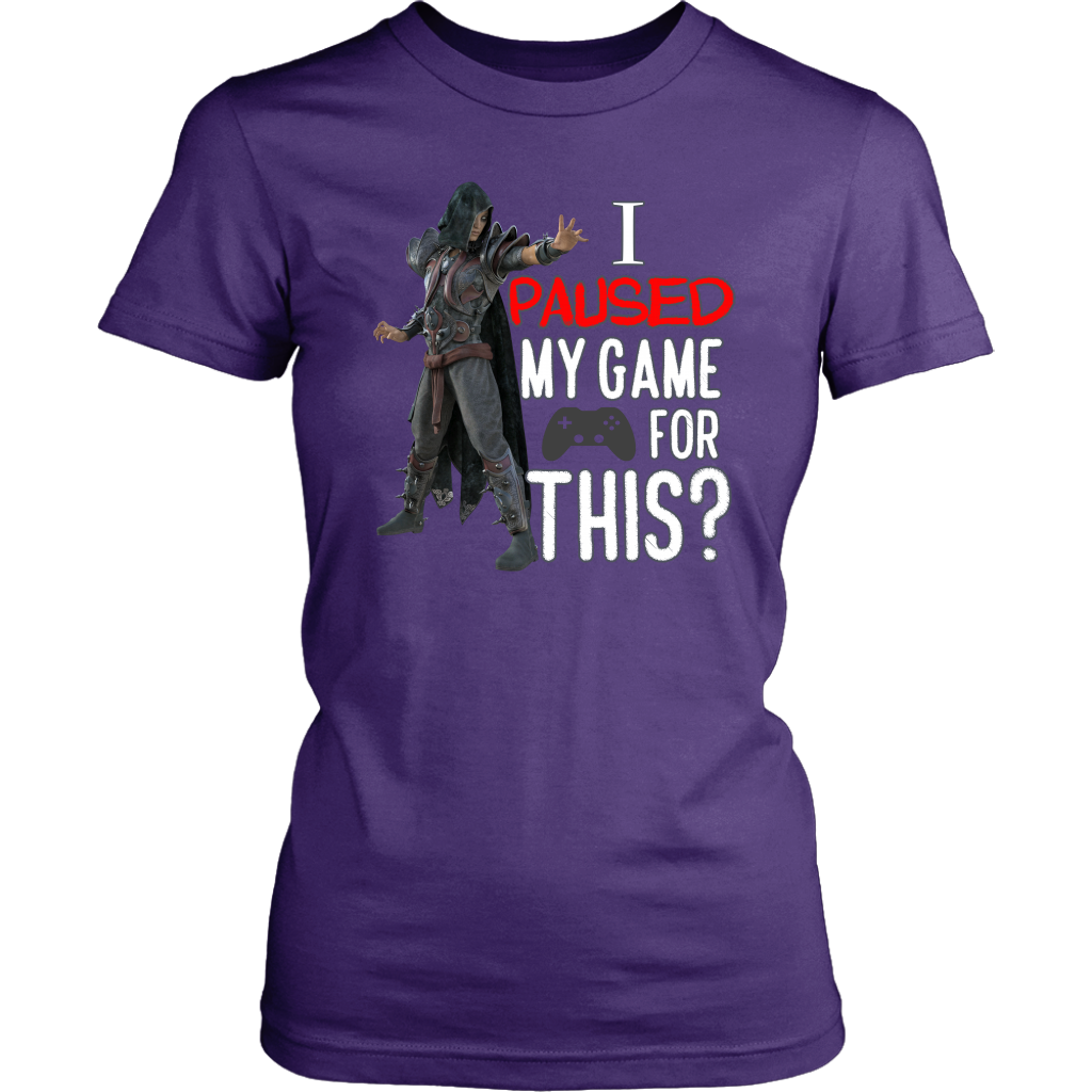 teelaunch I Paused My Game for This Women s Sarcastic Gamer Shirt District Womens Shirt Purple S