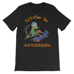 I'd Rather Be Skateboarding T-shirt-Black-S-Awkward T-Shirts