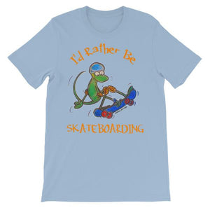 I'd Rather Be Skateboarding T-shirt-Light Blue-S-Awkward T-Shirts