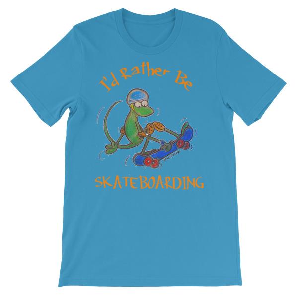 I'd Rather Be Skateboarding T-shirt-Ocean Blue-S-Awkward T-Shirts