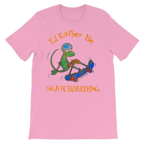 I'd Rather Be Skateboarding T-shirt-Pink-S-Awkward T-Shirts