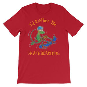 I'd Rather Be Skateboarding T-shirt-Red-S-Awkward T-Shirts