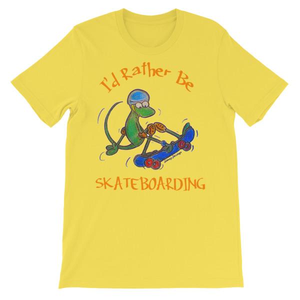 I'd Rather Be Skateboarding T-shirt-Yellow-S-Awkward T-Shirts