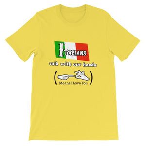 Italians Talk With Their Hands T-Shirt-Yellow-S-Awkward T-Shirts
