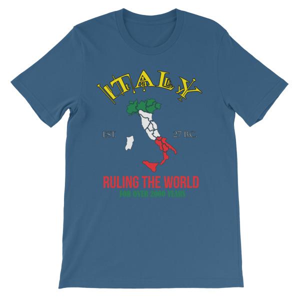 Italy Ruling the World for Over 2000 Years T-shirt-Steel Blue-S-Awkward T-Shirts