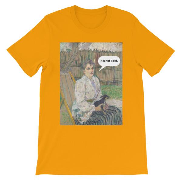 It’s Not A Rat Chihuahua Art T-shirt-Gold-S-Awkward T-Shirts