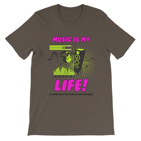 Music is My Life T-Shirt-Army-S-Awkward T-Shirts