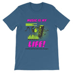 Music is My Life T-Shirt-Steel Blue-S-Awkward T-Shirts