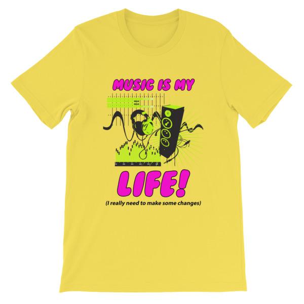 Music is My Life T-Shirt-Yellow-S-Awkward T-Shirts