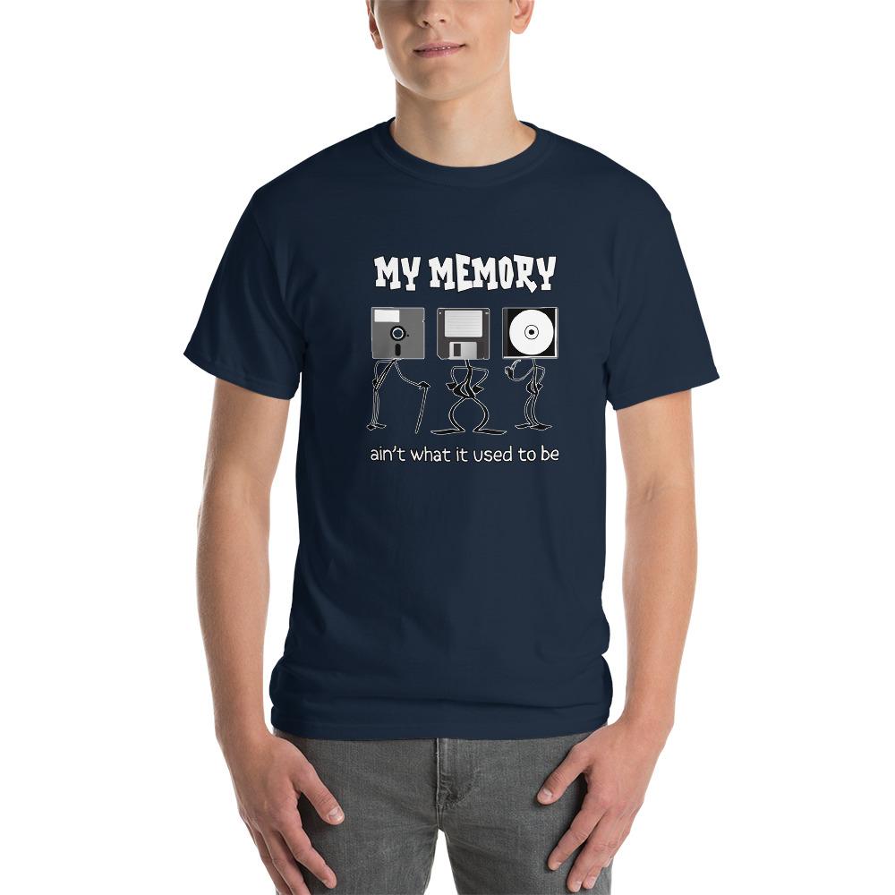 My Memory Ain't What it Used to Be Retro Computer Geek T-Shirt-Navy-S-Awkward T-Shirts