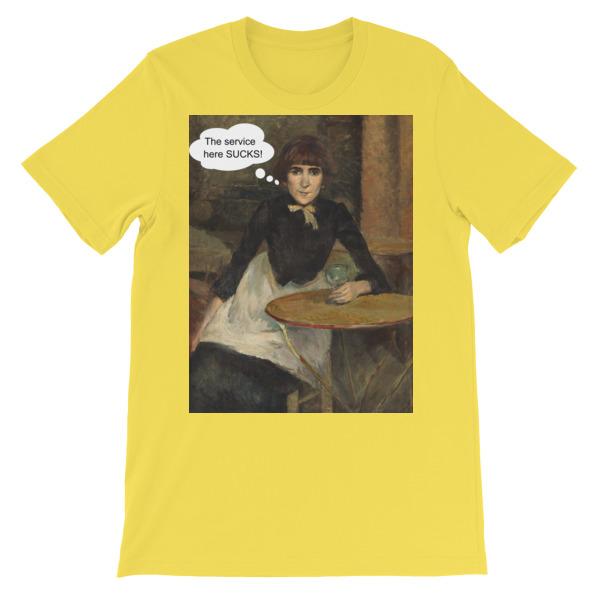 The Service Here Sucks Funny Art T-shirt-Yellow-S-Awkward T-Shirts