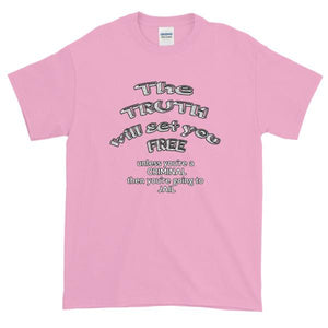 The Truth Will Set You Free Unless You're a Criminal T-Shirt-Light Pink-S-Awkward T-Shirts