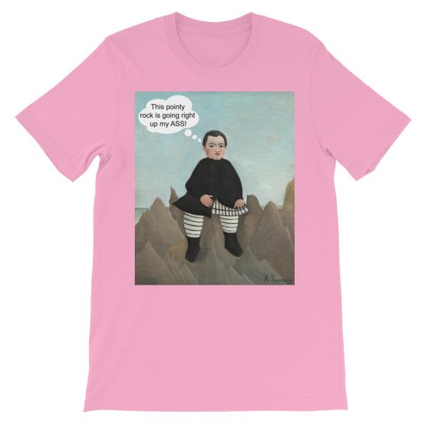 This Rock is Going Right Up My Ass Art T-shirt-Pink-S-Awkward T-Shirts