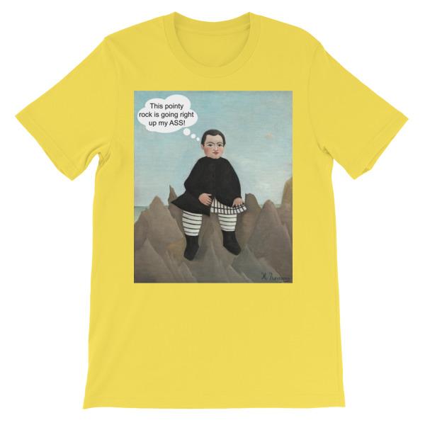 This Rock is Going Right Up My Ass Art T-shirt-Yellow-S-Awkward T-Shirts