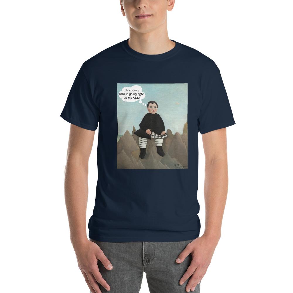 This Rock is Going Right Up My Ass Funny Art T-Shirt-Navy-S-Awkward T-Shirts