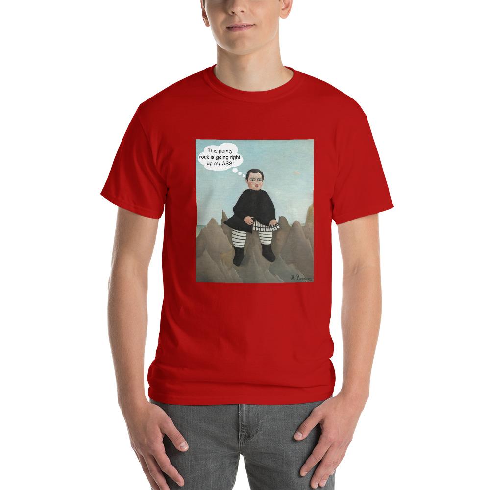 This Rock is Going Right Up My Ass Funny Art T-Shirt-Red-S-Awkward T-Shirts