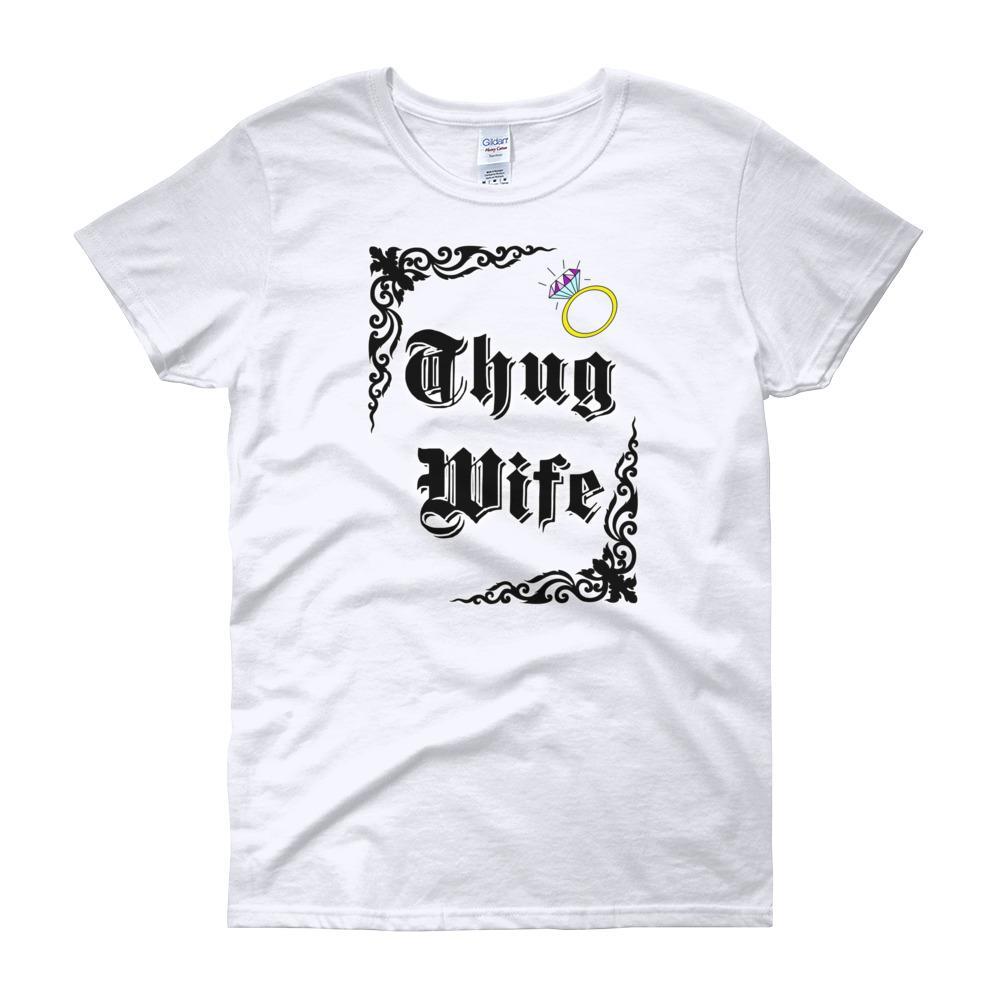 Thug Wife Women's T-shirt-White-S-Awkward T-Shirts