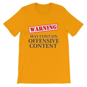 Warning May Contain Offensive Content T-shirt-Gold-S-Awkward T-Shirts